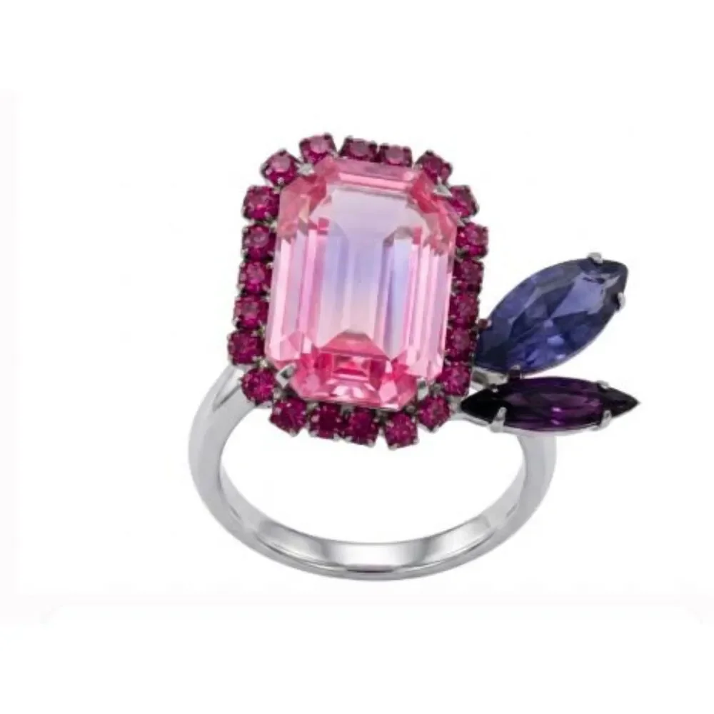 Joomi Lim Henriette Pink Crystal Statement Rhodium Wing Ring Sz 6 NWOT 145